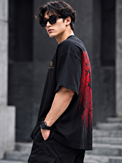 New Arrivals Premium Red Tree Black T-Shirt For Tremi