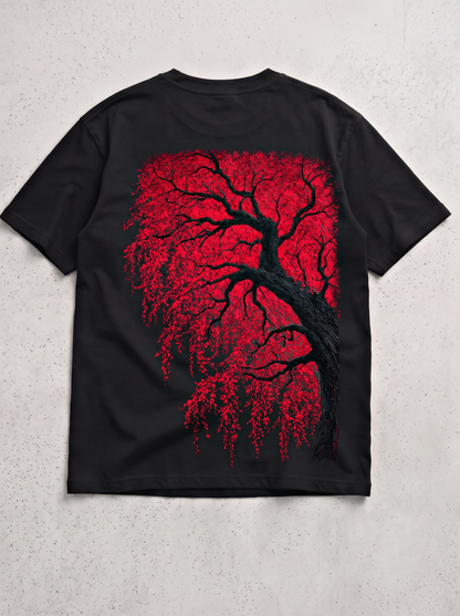 New Arrivals Premium Red Tree Black T-Shirt For Tremi